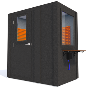 Audiology Basic Package shown angled from the front with left hinge door closed and orange foam.