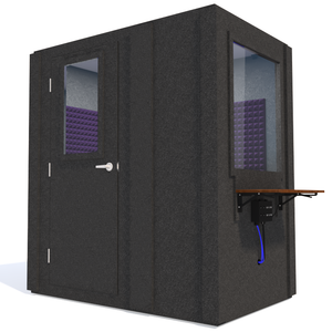 Audiology Basic Package shown angled from the front with left hinge door closed and purple foam.