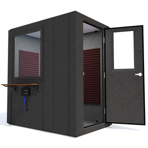 Audiology Basic Package shown angled from the front with right hinge door open and burgundy foam.