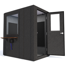 Load image into Gallery viewer, Audiology Basic Package shown angled from the front with right hinge door open and gray foam.
