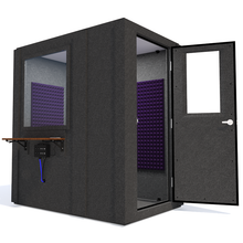 Load image into Gallery viewer, Audiology Basic Package shown angled from the front with right hinge door open and purple foam.
