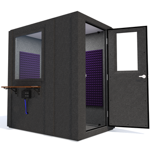 Audiology Basic Package shown angled from the front with right hinge door open and purple foam.