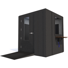 Load image into Gallery viewer, Audiology Deluxe Package shown angled from the front with left hinge door closed and gray foam.
