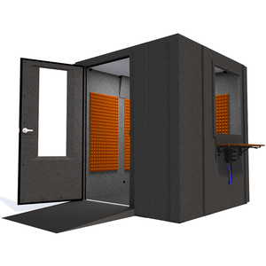 Audiology Deluxe Package shown angled from the front with left hinge door open and orange foam.