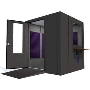 Audiology Deluxe Package shown angled from the front with left hinge door open and purple foam.