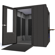 Load image into Gallery viewer, Audiology Deluxe Package shown from the front with left hinge door open and gray foam.
