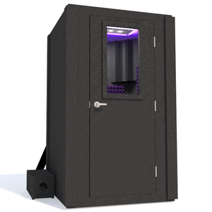 Voice Over Basic Package shown from the front with the door closed and purple foam