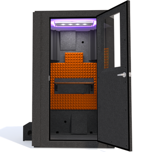 Voice Over Basic Package shown from the front with the door open and orange foam