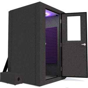 Voice Over Basic Package shown from the side with the door open and purple foam